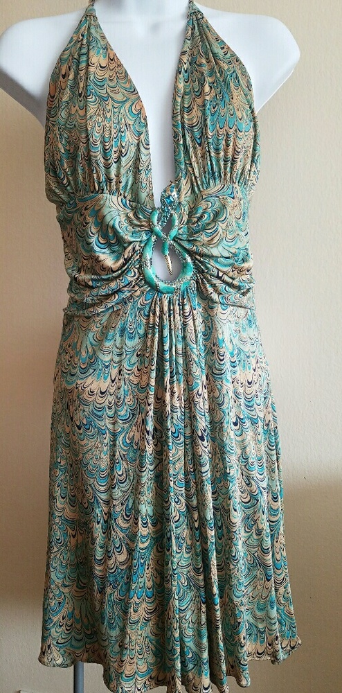 Turquoise/green halter dress by SKY